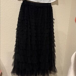 Toile Tier Skirt Black Ruffle Style Size Small Boutique New! Never Worn🖤